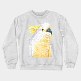 watercolor yellow-crested cockatoo face the sunrise - portrait painting parrot Crewneck Sweatshirt